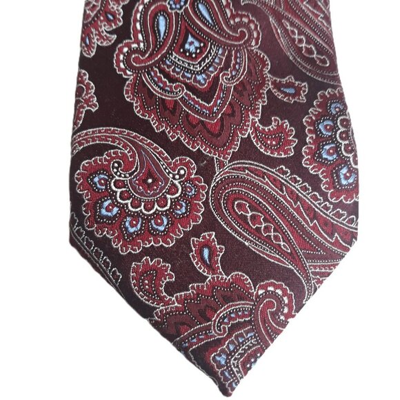 Tasso Elba Paisley Burgundy Silk Tie Work Office Party Event - Picture 1 of 5